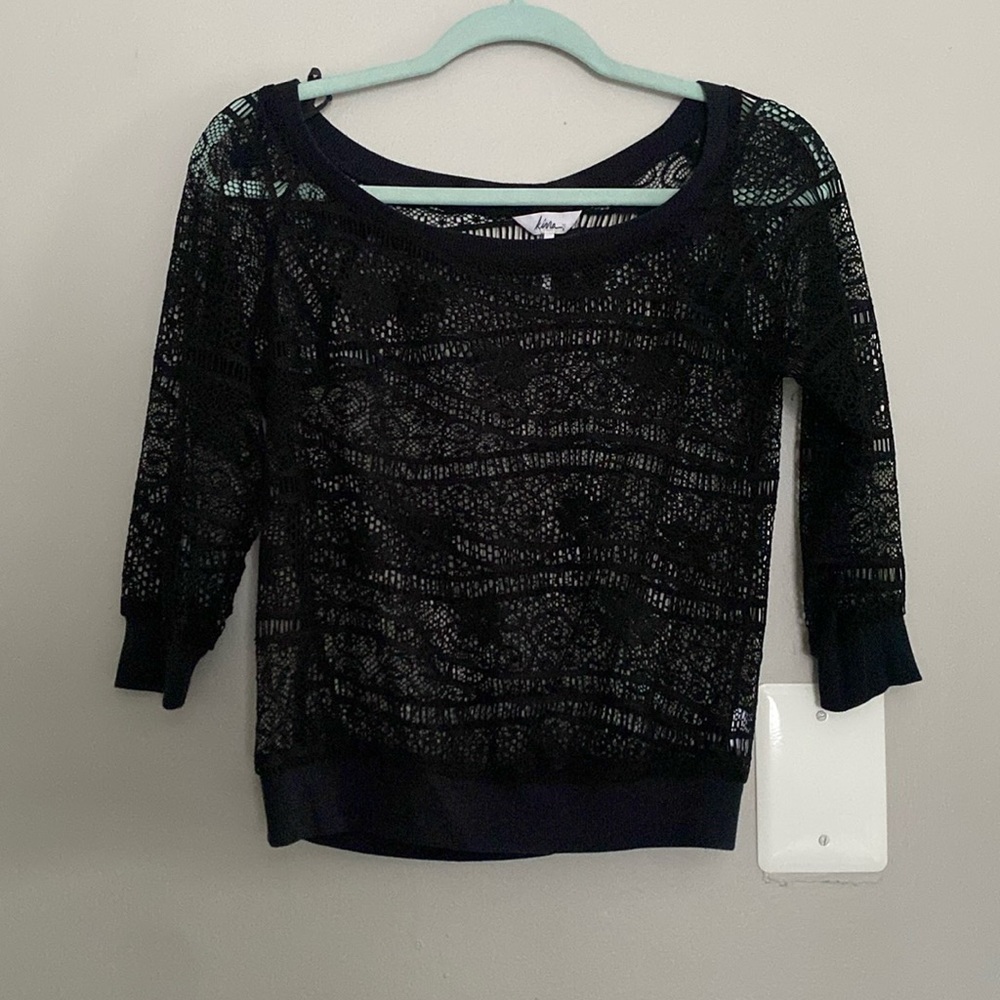 🌟 Black Lace 3/4 Sleeve Shirt
